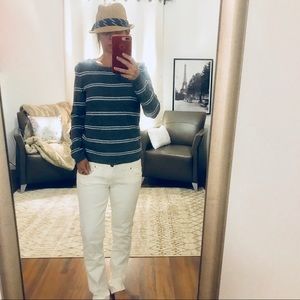 Talbots Gray/Cream Long Sleeved Striped Sweater PS